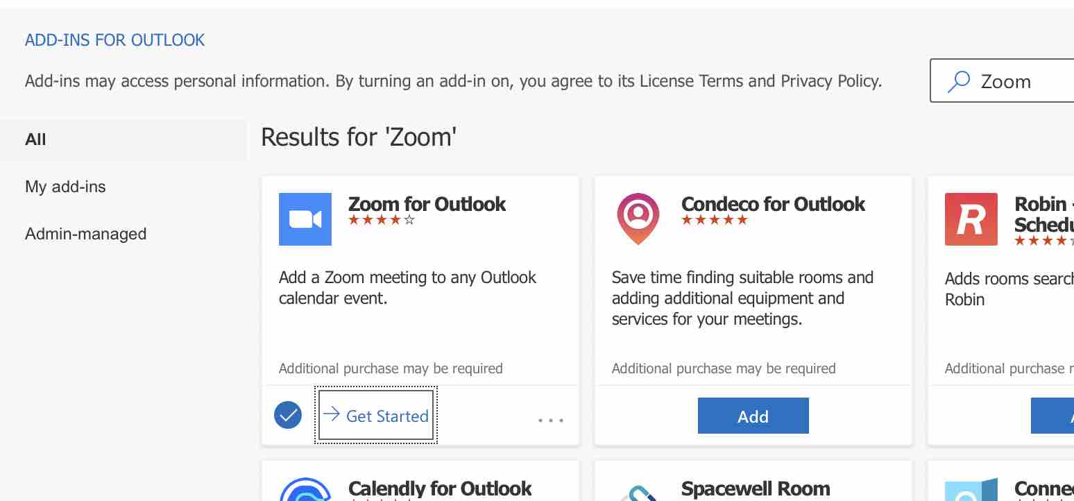 Zoom for Outlook Add-in